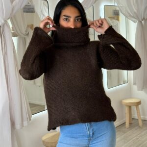 Poleron mohair frizado chocolate