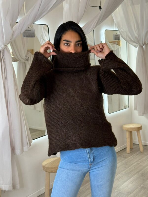 Poleron mohair frizado chocolate