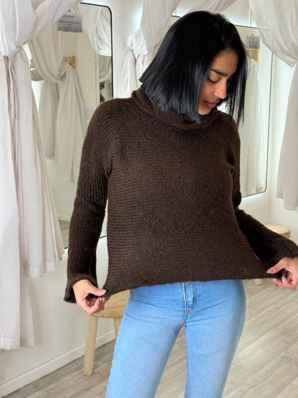 Poleron mohair frizado chocolate - Imagen 2