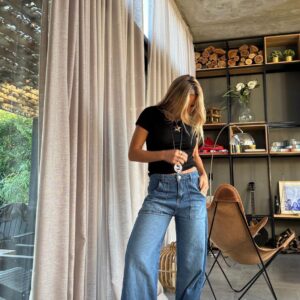 Wide leg blue zapatilla