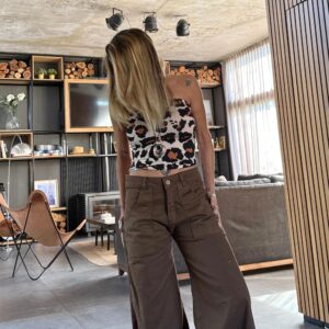 Wide leg chocolate zapatilla