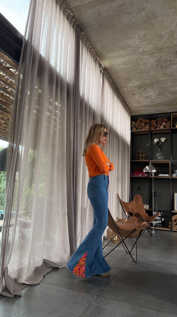 Jean folk Orange largo - Imagen 2