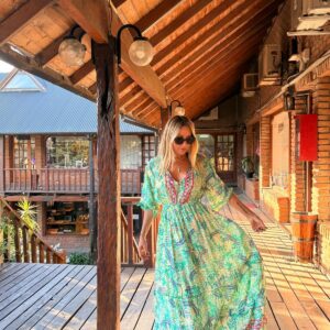 Vestido seda Indie green