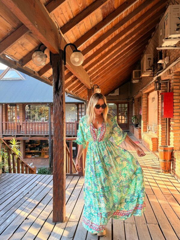 Vestido seda Indie green