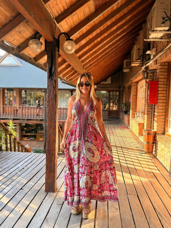 Vestido seda Mila fucsia - Imagen 3