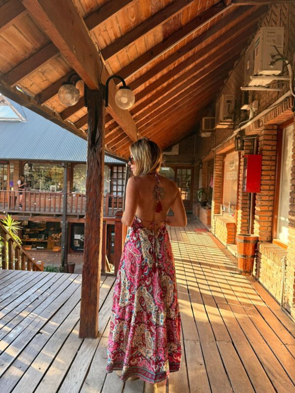 Vestido seda Mila fucsia - Imagen 4