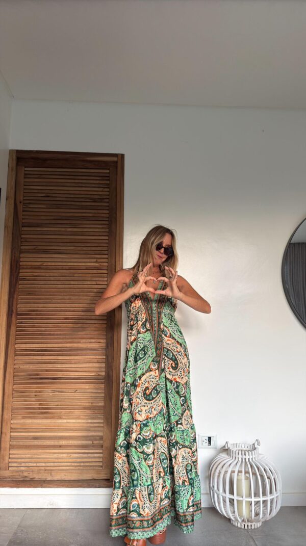 Vestido seda Mila verde - Imagen 4