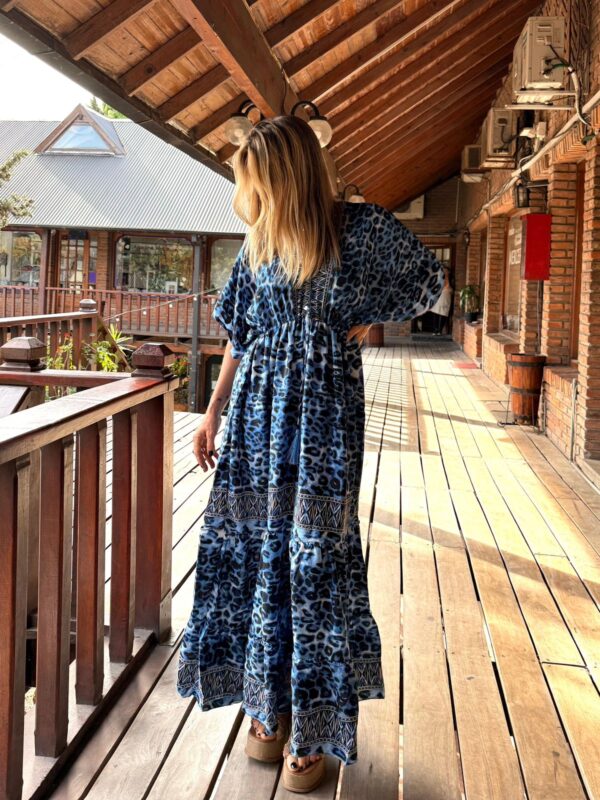 Vestido seda print azul - Imagen 4