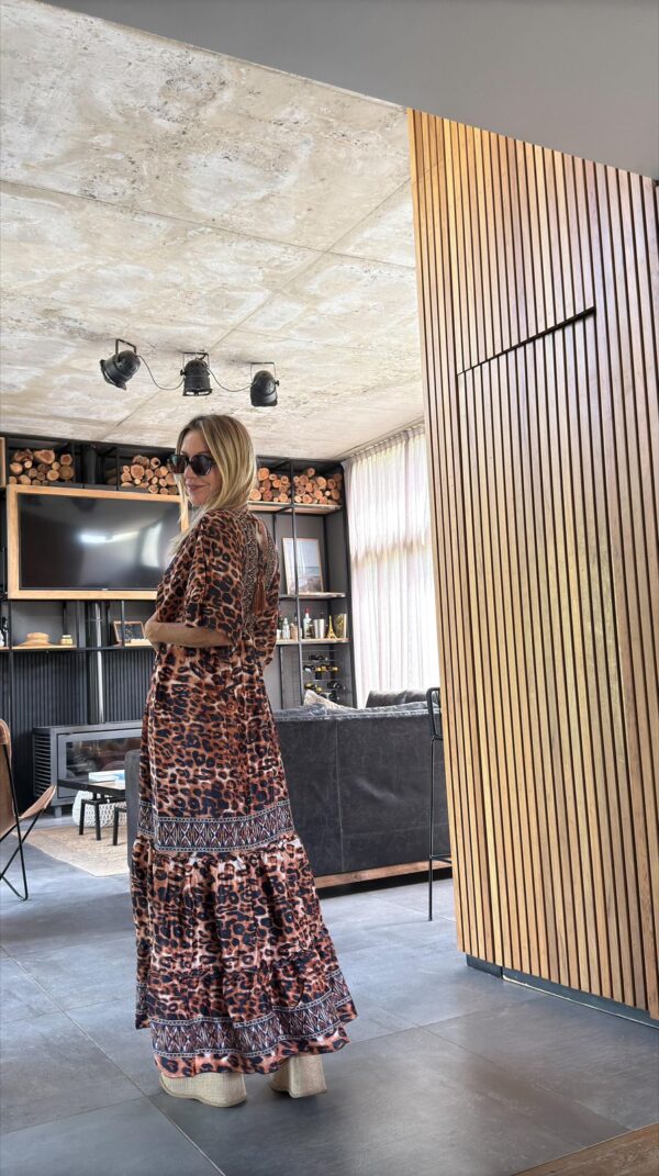 Vestido seda print chocolate - Imagen 3