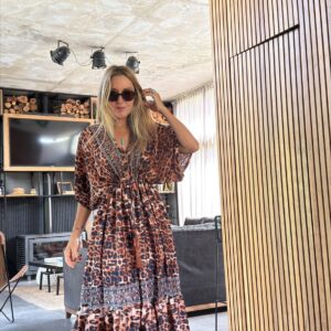 Vestido seda print chocolate