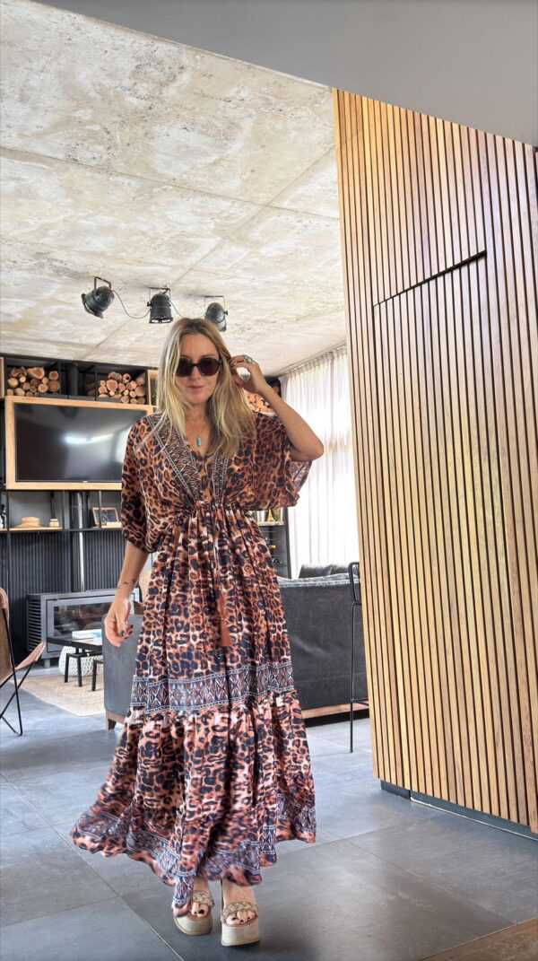 Vestido seda print chocolate