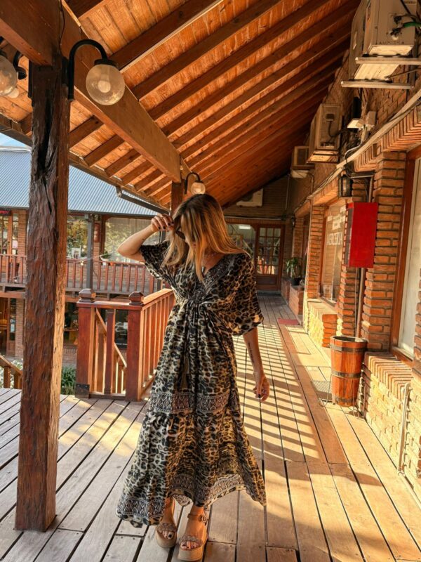 Vestido seda print verde - Imagen 4