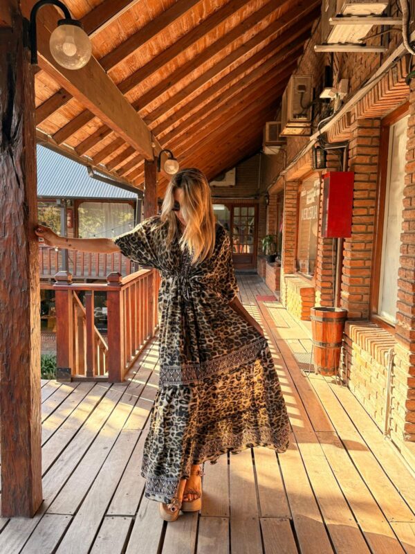 Vestido seda print verde - Imagen 3