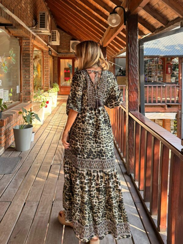 Vestido seda print verde - Imagen 2
