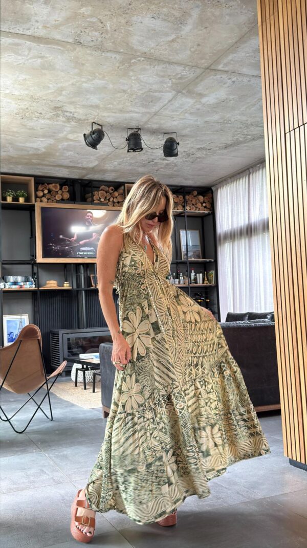 Vestido seda shine green