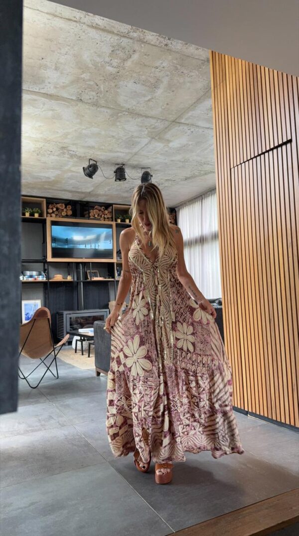 Vestido seda shine rosa - Imagen 4