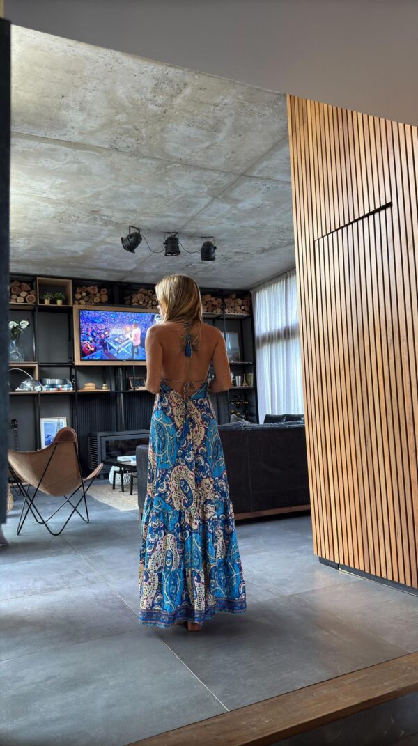 Vestido seda Mila turquesa - Imagen 2