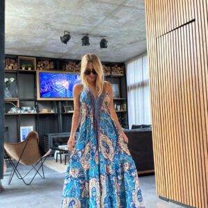 Vestido seda Mila turquesa