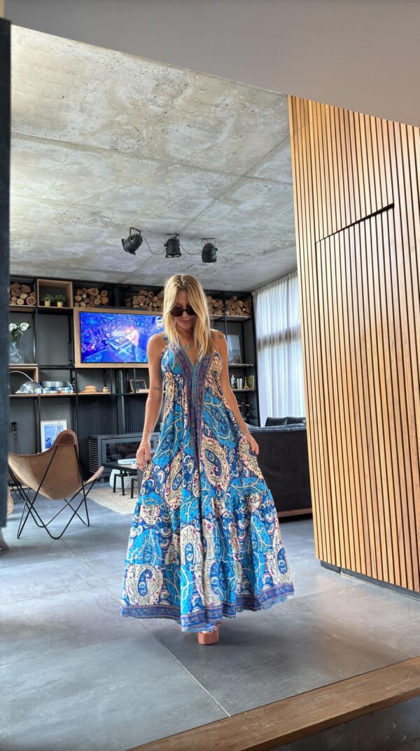Vestido seda Mila turquesa