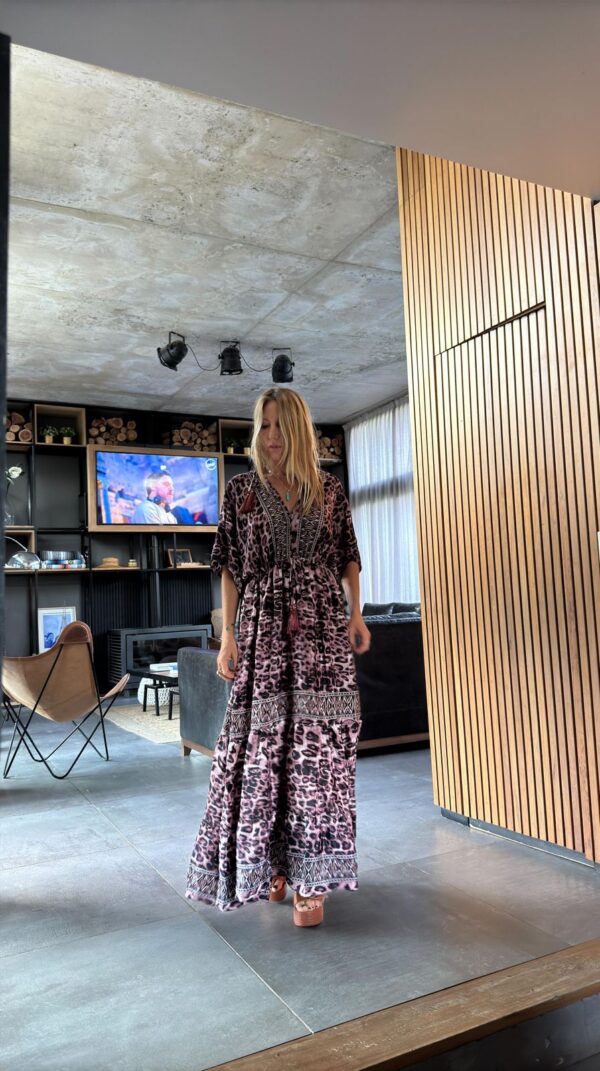 Vestido seda print morado - Imagen 4