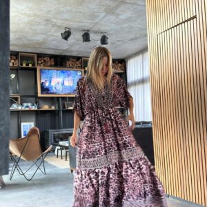Vestido seda print morado