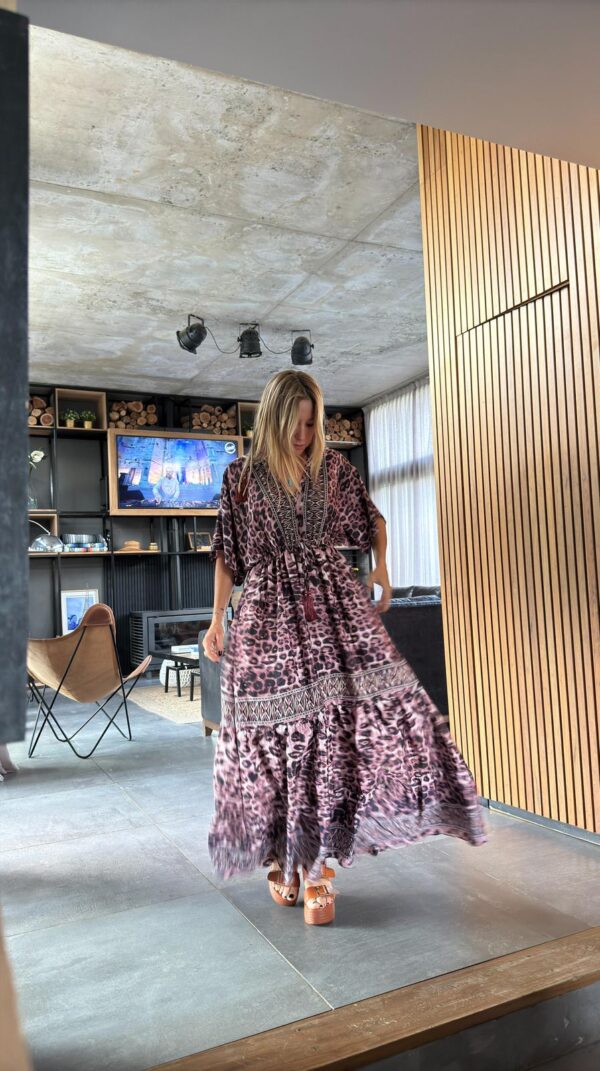 Vestido seda print morado