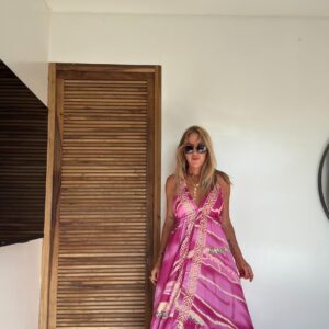 Vestido seda afrika fucsia