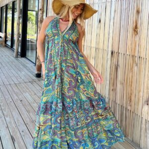 Vestido seda Zaira esmeralda