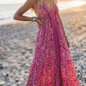 Vestido seda reptil pink