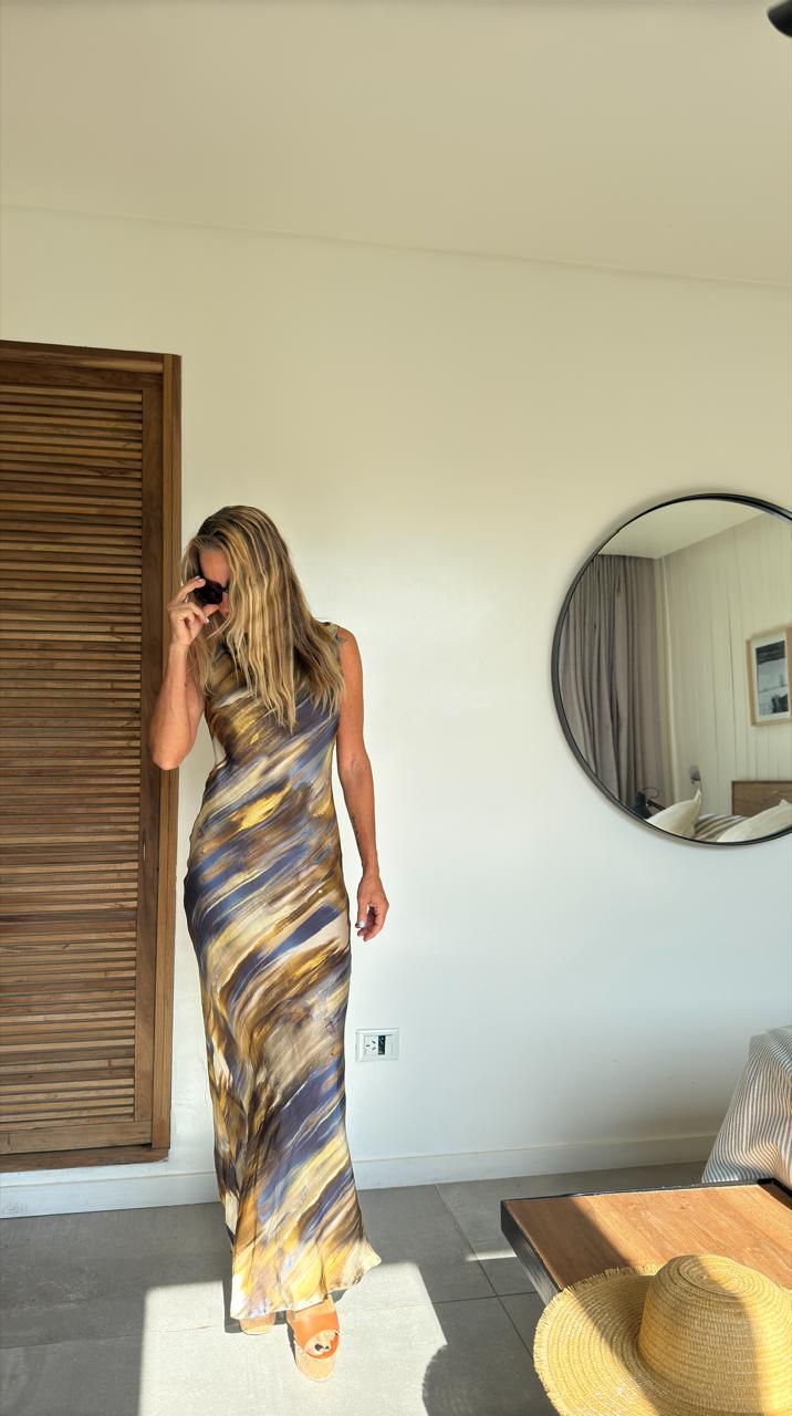 Vestido seda Siena tierra - Imagen 2