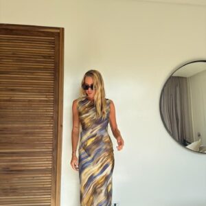 Vestido seda Siena tierra