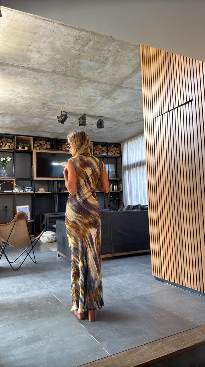 Vestido seda Siena tierra - Imagen 3