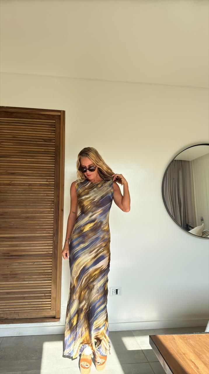 Vestido seda Siena tierra - Imagen 4