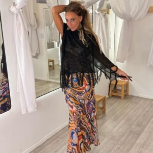 Poncho boho Mohair negro