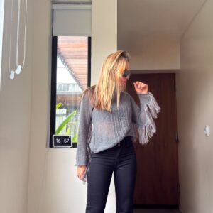Poleron mohair flecos grey