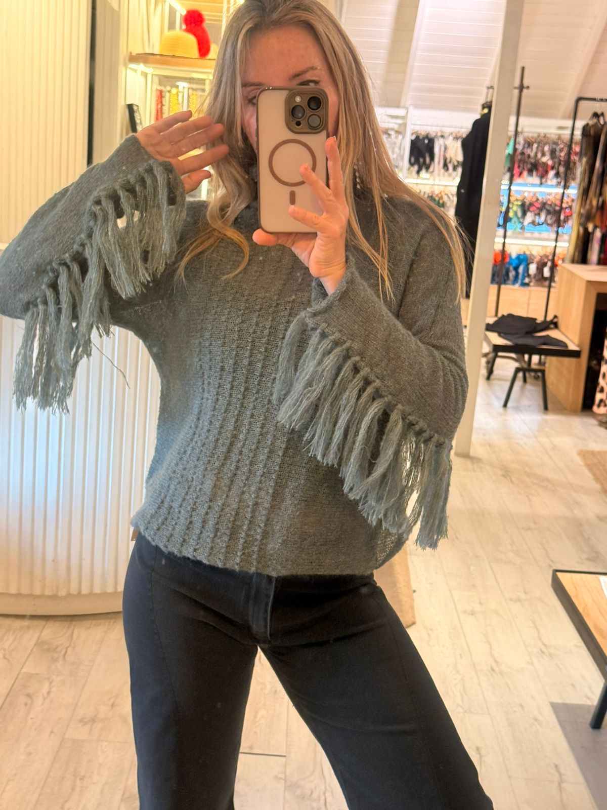 Poleron mohair flecos grey - Imagen 3